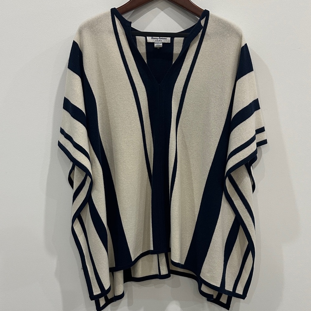 Tommy Bahama Navy and Cream Striped Poncho